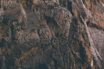 Texture of the rocks in the mountains in Volcanic Island
