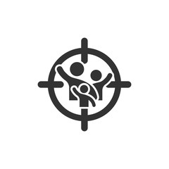Fototapeta premium Target audience icon in flat style. Focus on people vector illustration on white isolated background. Human resources business concept.