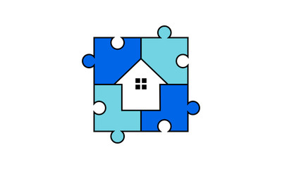 house puzzle vector