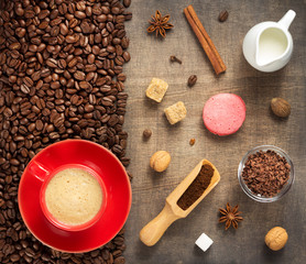 coffee concept on wooden background