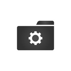 Folder Icon with settings cog or gear, system preferences icon in trendy flat style isolated on white background, for your web site design, app, logo, UI. Vector illustration,