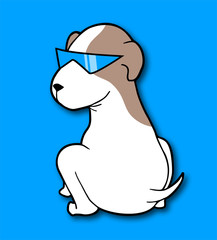 dog with blue sunglasses