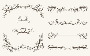 Obraz premium Vector set of decorative elements, border and page rules frame
