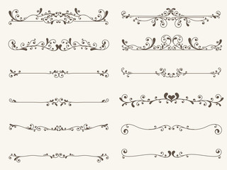 Fototapeta premium Vector set of decorative elements, border and page rules frame