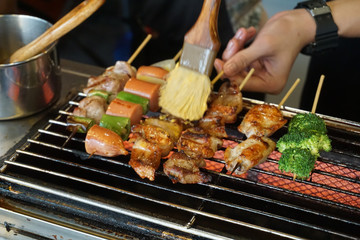Naklejka premium thai barbecue mala with new gen fire stove