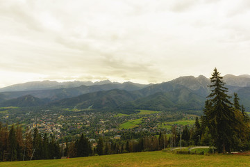 View of Zakopane and Tatra Mountains from Gubalowska. Zakopane is the Winter Capital of Poland