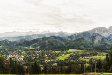 View of Zakopane and Tatra Mountains from Gubalowska. Zakopane is the Winter Capital of Poland