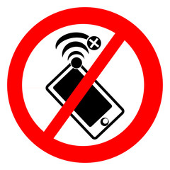 No signal symbol with mobile phone