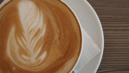 Delicious, aromatic coffee with cream for Breakfast.