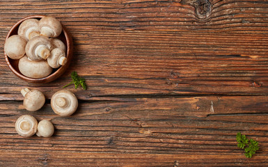 Champignons on wood
