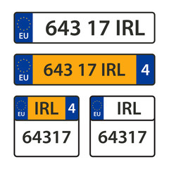 Vector collection of car number plates.
