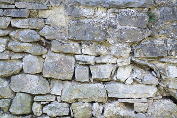 Wall of stone blocks