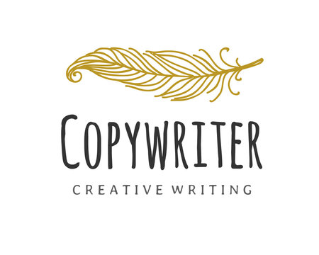 Copywriter vector logo. Writer quill logotype