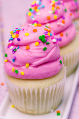 Birthday Cupcakes with Pink Frosting