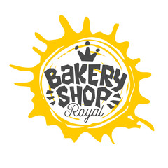Bread shop, bakery, bakehouse home baking lettering logo label emblem design. The best recipe, chef hat, crown, whisk. Hand drawn vector illustration.