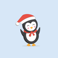 Cheerful, cute, smiling Penguin. Vector illustration.