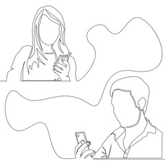 Continuous one line concept man and woman chatting