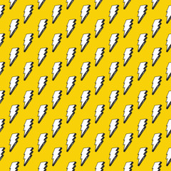 Fototapeta premium Lightning seamless pattern vector illustration. Hand drawn sketched doodle lightning symbols