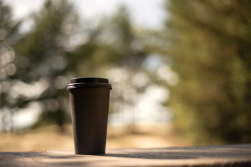 The moment you want to stop. A cup of coffee and a wonderful forest in the side