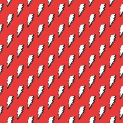 Fototapeta premium Lightning seamless pattern vector illustration. Hand drawn sketched doodle lightning symbols