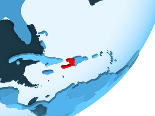 Map of Haiti on blue political globe
