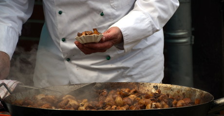 Champignon Pfanne auf derm Jahrmarkt