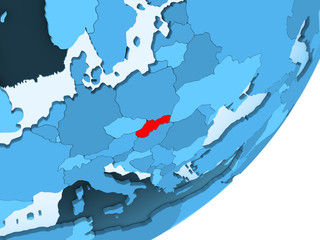 Fototapeta na wymiar Map of Slovakia on blue political globe