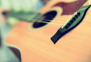 close up of body of guitar
