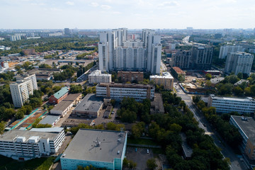 View of the Moscow district of Nagatino from above.