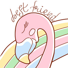 Doodle pink flamingo