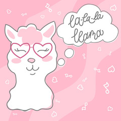 Doodle pink llama