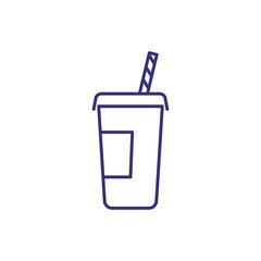 Cola line icon. Takeaway cold drink with straw. Beverage concept. Can be used for topics like cinema, movie watching, fast food restaurant