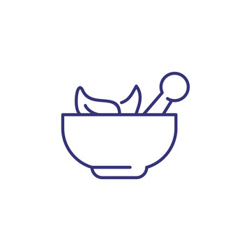Homeopathy concept line icon. Herbs, alternative therapy, seasoning. Medicine concept. Vector illustration can be used for topics like healthcare, pharmacy, cooking