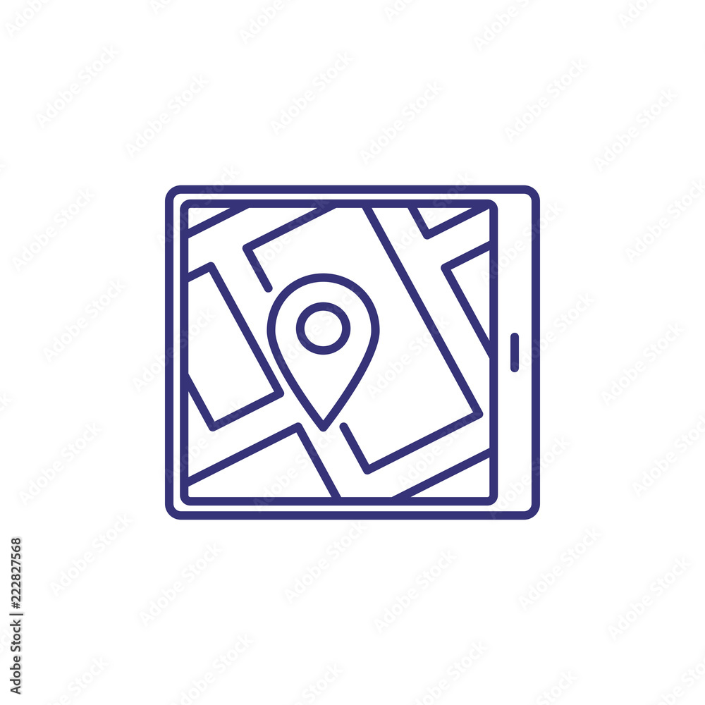 Poster navigator line icon. mark pointer on gadget screen. navigation concept. can be used for topics like 
