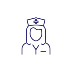 Nurse uniform line icon. Female doctor, gynecologist, assisted living. Medicine concept. Vector illustration can be used for topics like healthcare, hospital, medical care