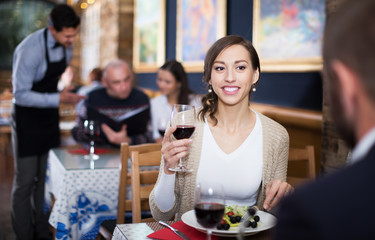 couple in the restaurant with alcohol drinks