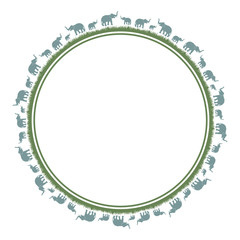 Round digital frame with elephants