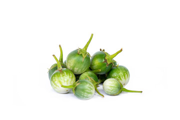 Eggplant thai isolated on white background. Studio shot.