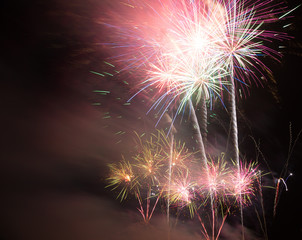 Colorful fireworks on night sky