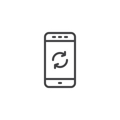 Mobile sync outline icon. linear style sign for mobile concept and web design. Phone Synchronize arrows simple line vector icon. Backup and restore symbol, logo illustration