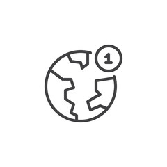 New world notification outline icon. linear style sign for mobile concept and web design. earth planet simple line vector icon. Symbol, logo illustration. Pixel perfect vector graphics