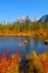 Scenic Vermilion lakes landscape in Banff national park