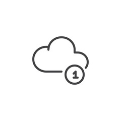 New cloud notification outline icon. linear style sign for mobile concept and web design. Server message simple line vector icon. Symbol, logo illustration. Pixel perfect vector graphics