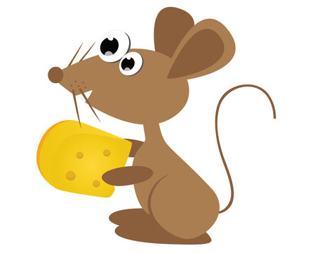 Happy mouse cartoon and cheese
