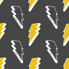 Lightning seamless pattern vector illustration. Hand drawn sketched doodle lightning symbols