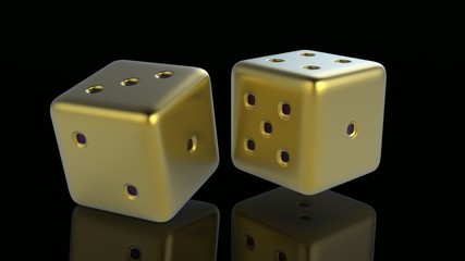 Golden Gaming dices 3d