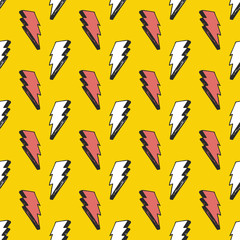 Lightning seamless pattern vector illustration. Hand drawn sketched doodle lightning symbols
