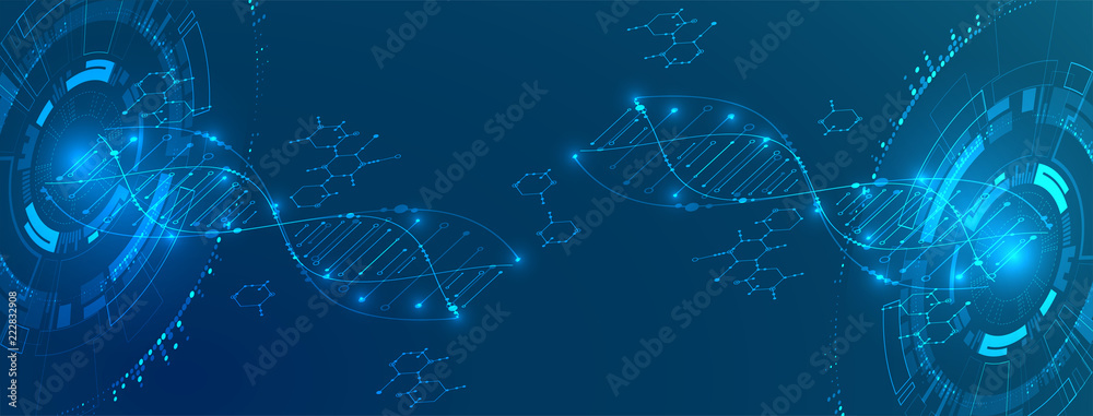 Aufkleber Isometric science concept. Abstract DNA technology background. Vector illustration