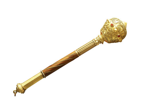 Ancient gold mace isolated