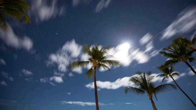 Time Lapse of the stars and moon moving across the night sky